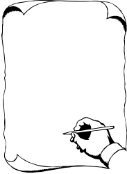 Borders Clipart: Creative Hand Holding Pen Writing on Paper