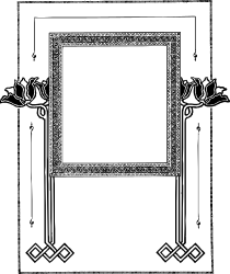 Elegant Black and White Frame with Plant Patterns Clipart