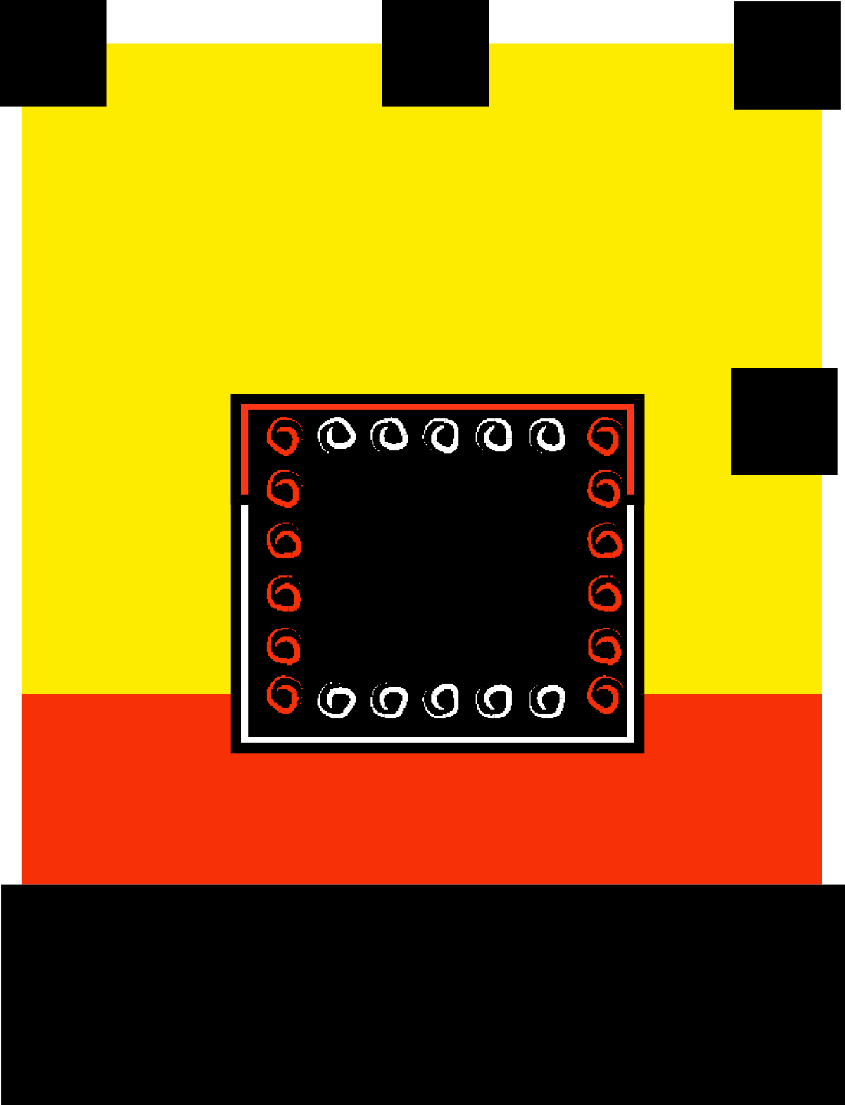 Vibrant Yellow and Red Square Clipart with Black Border