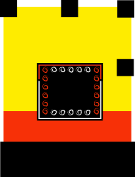 Vibrant Yellow and Red Square Clipart with Black Border