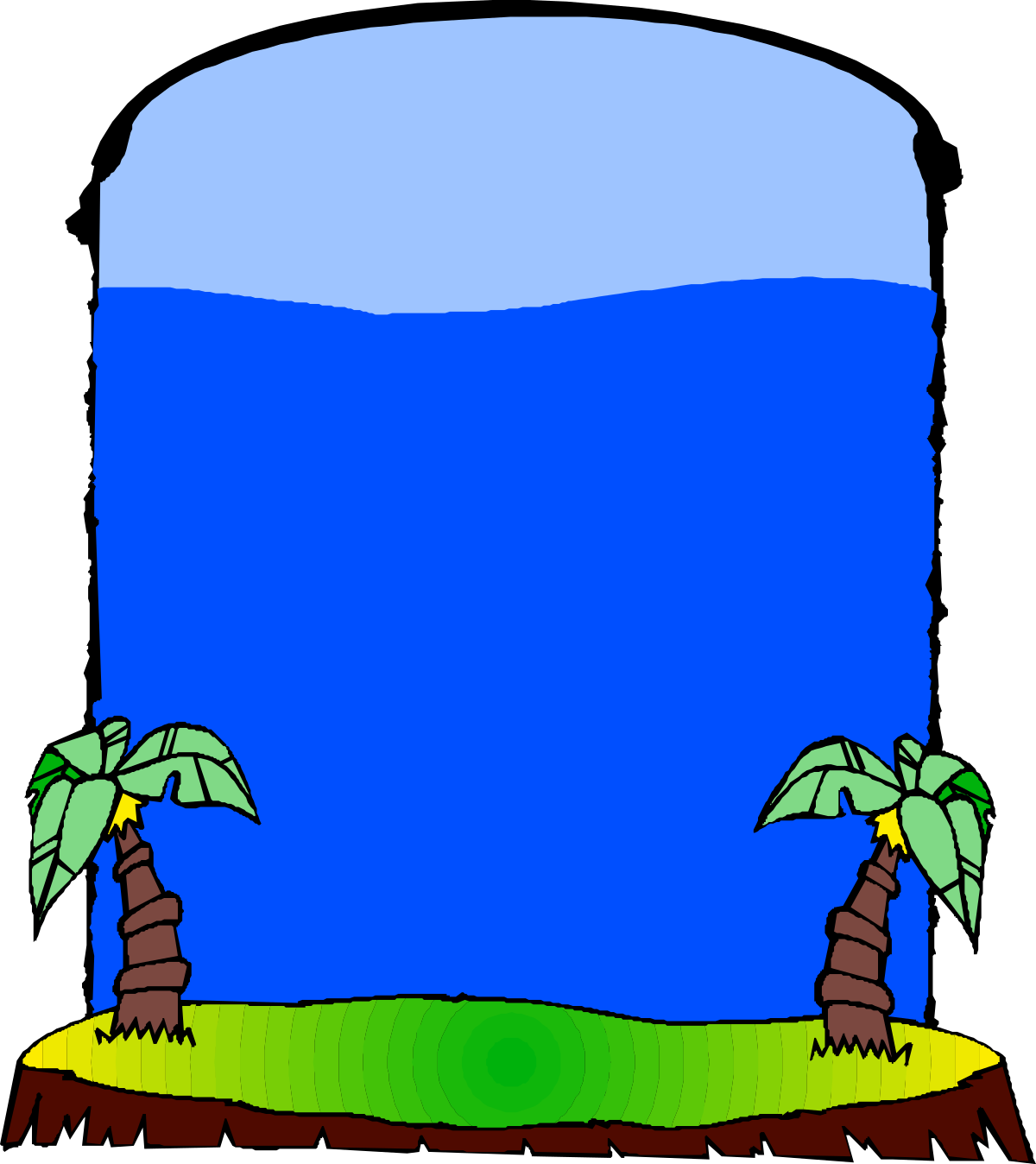 a blue and green water with palm trees clip art png transparent Colorful Water Borders with Palm Trees Clipart