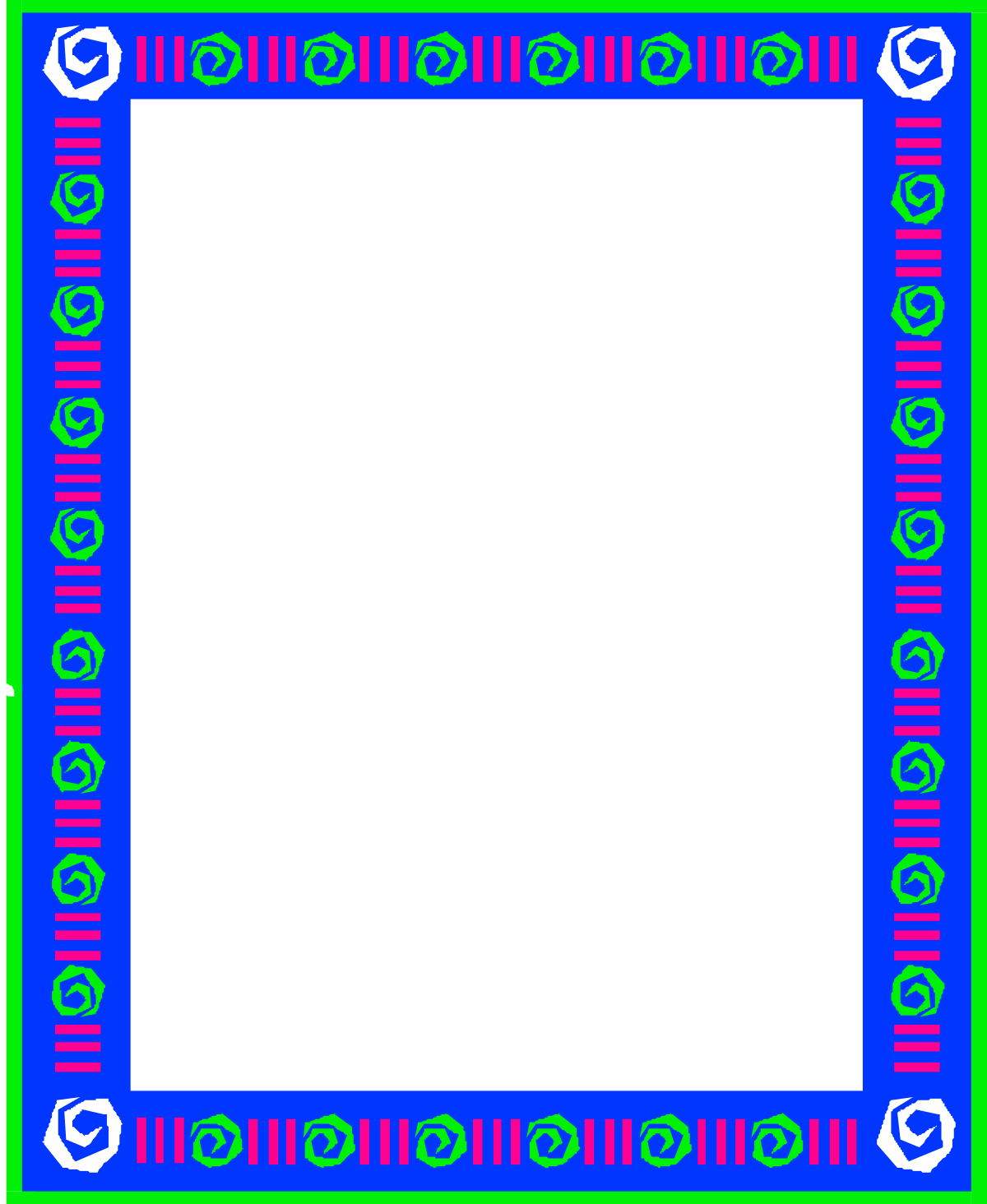 Blue and Green Patterned Square Frame Clipart