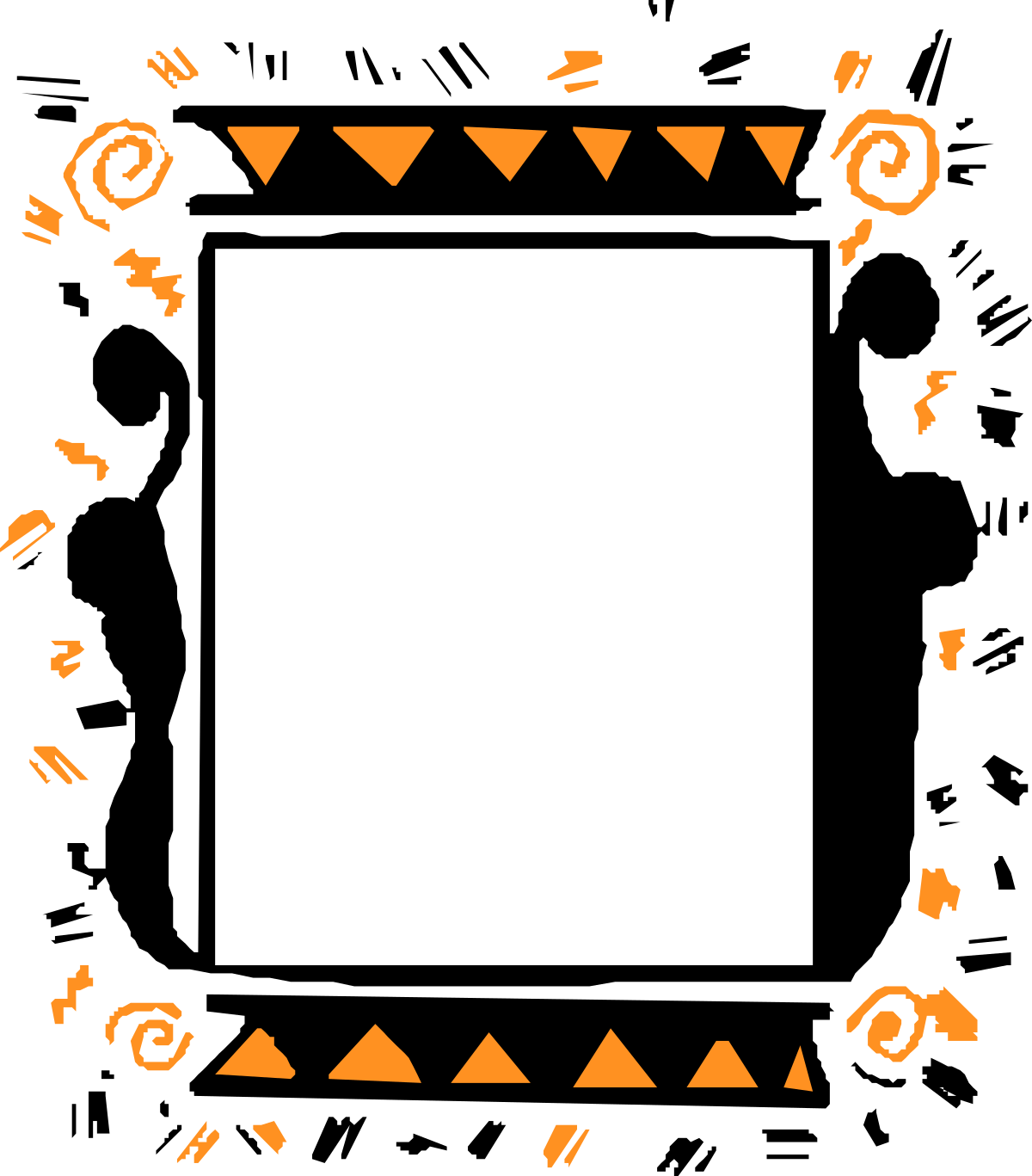 Square Frame Clipart Featuring Orange and White Shapes