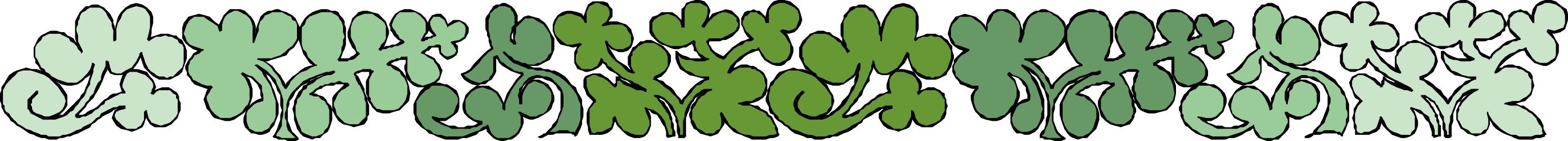 Green and Black Abstract Pattern Clipart - Vibrant Borders and Plant Motifs