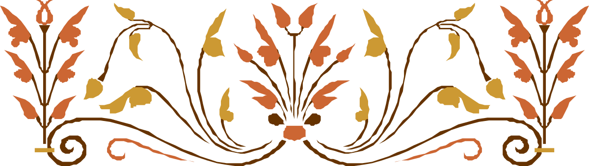 Floral Pattern Clipart: Black and Orange Borders with Plants