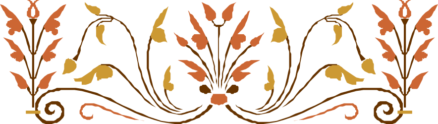 Floral Pattern Clipart: Black and Orange Borders with Plants