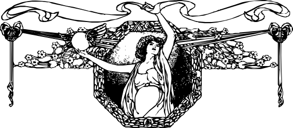 Black and White Sword-Wielding Woman Clipart - Borders & People