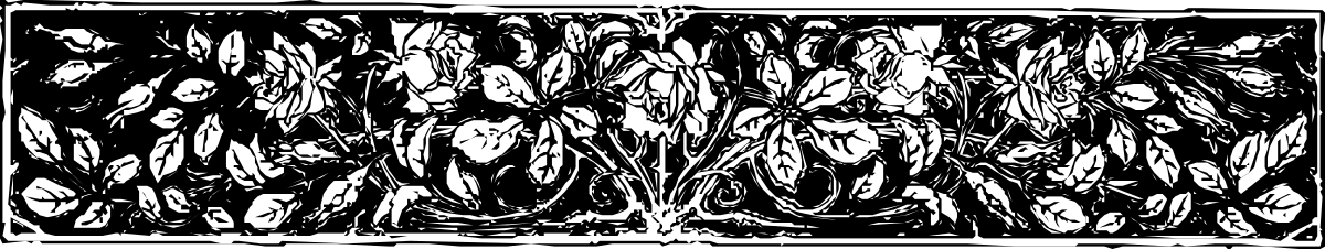 Black and White Square Frame Clipart with Plant Borders