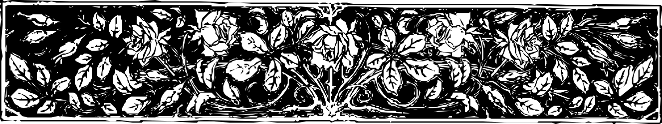 Black and White Square Frame Clipart with Plant Borders