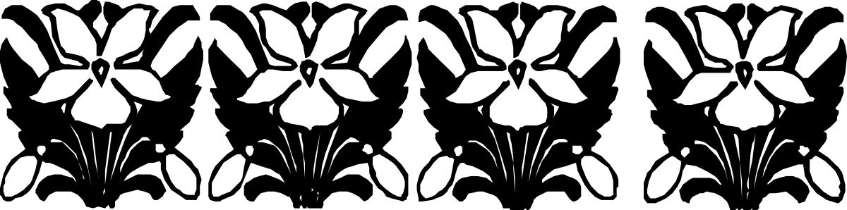 Black and White Flower Clipart with Decorative Borders