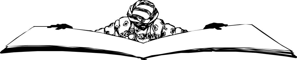 Black and White Book Clipart - Borders and People Illustration