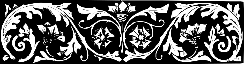 Black and White Logo Clipart with Elegant Borders and Plant Elements