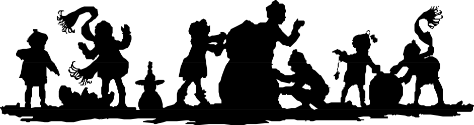 Black and White Silhouette of Group of People Clipart