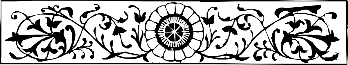 Black and White Pattern Clipart with Borders and Plants