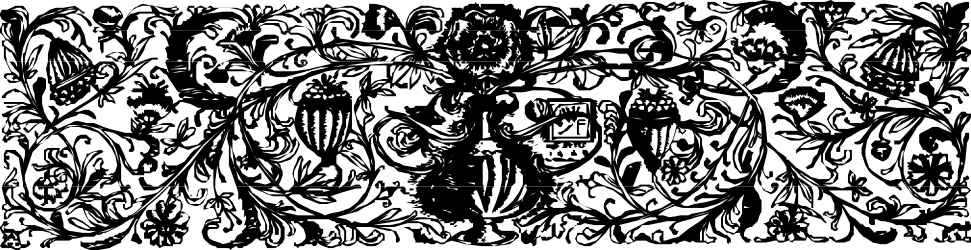 Black and White Clipart of People with Decorative Borders and Plants