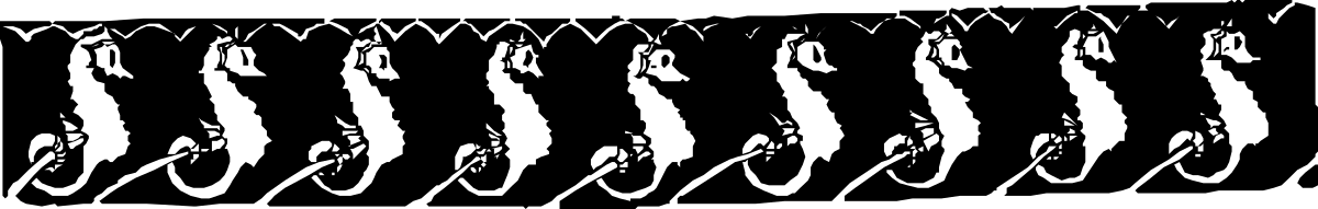 Borders with Animals - Black and White Paint Clipart Line