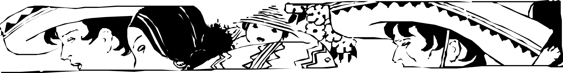 Black and White Clipart of Two People - Expressive Borders