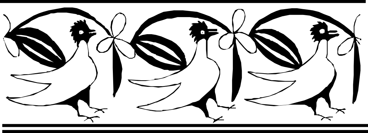Black and White Clipart of Three Birds - Elegant Borders and Animal Designs