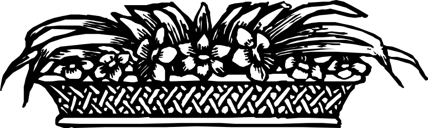 Black and White Flower Basket Clipart - Elegant Borders & Bars Design