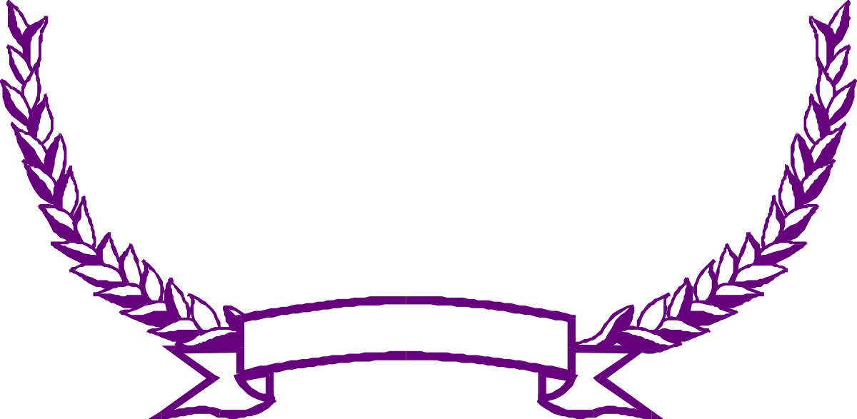 Purple Laurel Wreath with Ribbon Clipart - Elegant Borders and Bars Design