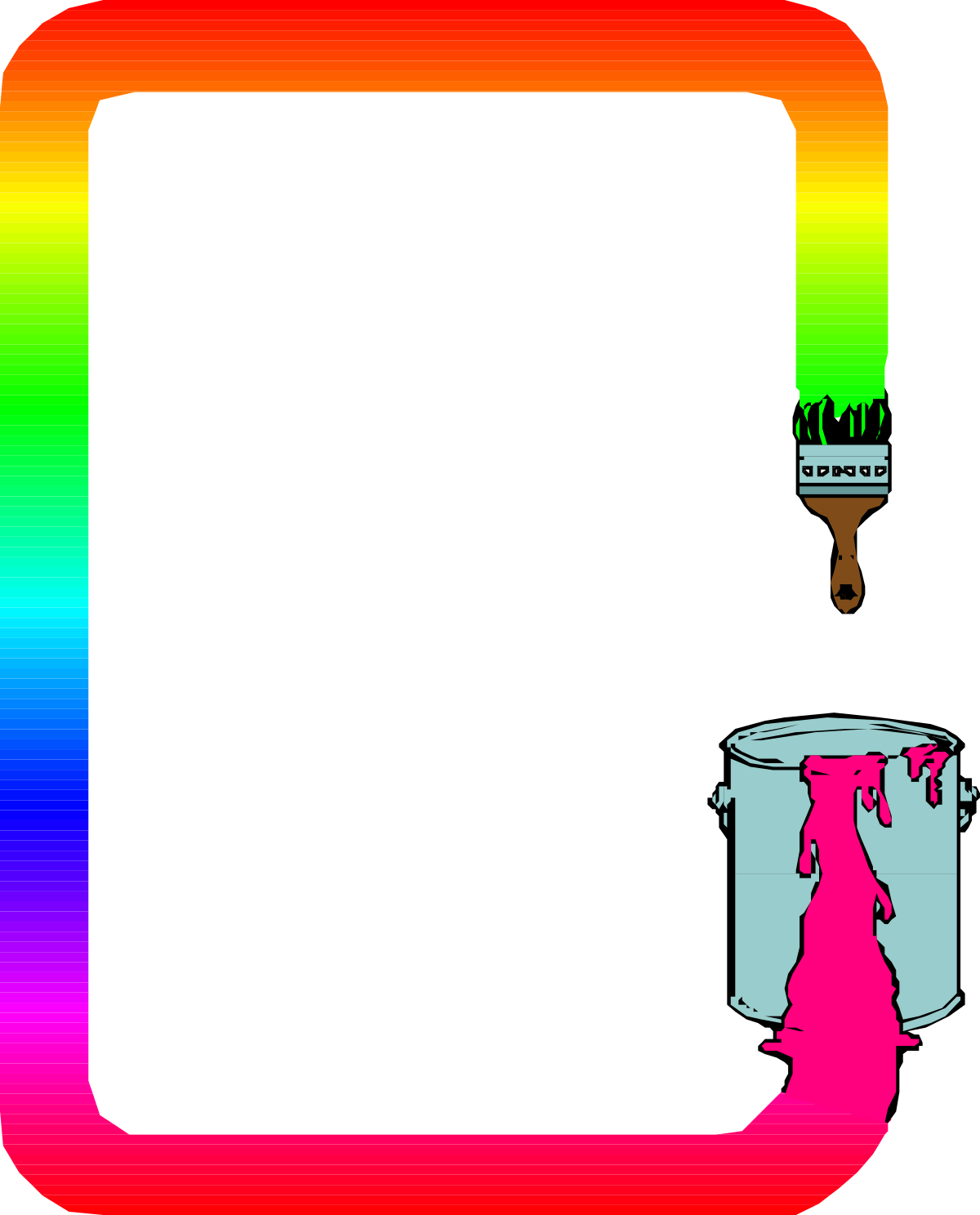 Rainbow Colored Paint Can Inside Square Frame Clipart Design