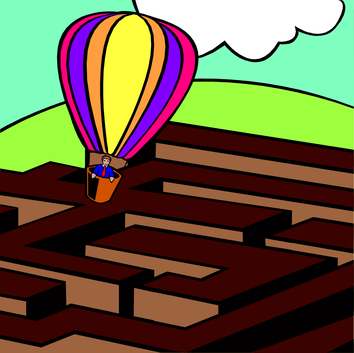 Hot Air Balloon Adventure Above a Maze