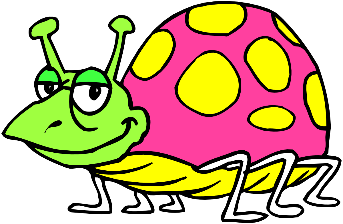 a cartoon green and yellow bug with a pink shell clip art png transparent Cartoon Bug Clipart: Vibrant Green and Yellow Insect with Pink Shell
