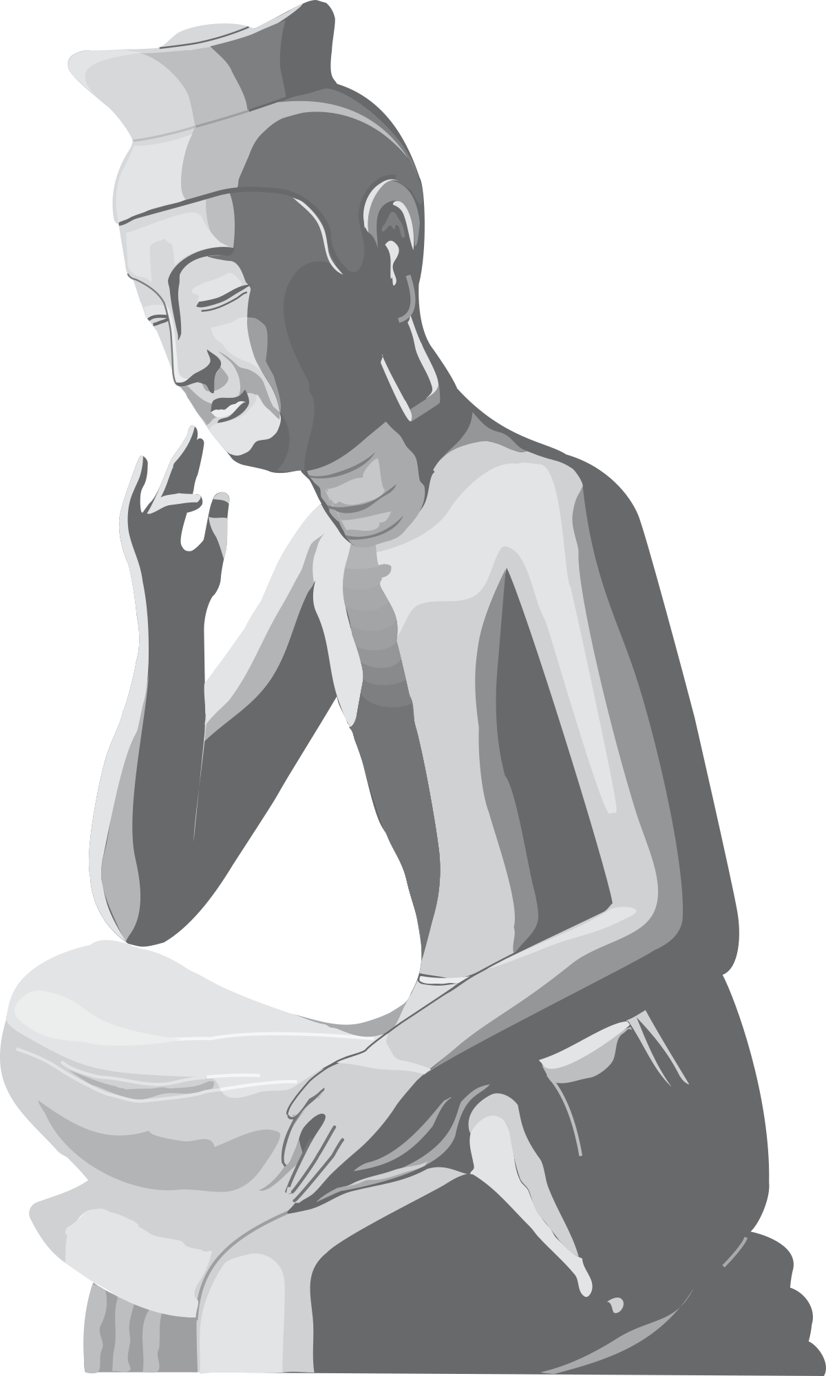 a man sitting on the ground with his hand on his chin clip art png transparent Pensive Man Sitting on Ground with Hand on Chin - Clipart Visuals
