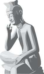 Pensive Man Sitting on Ground with Hand on Chin - Clipart Visuals