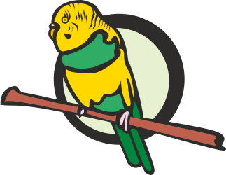 Yellow and Green Bird Perched on Branch - Vibrant Clipart