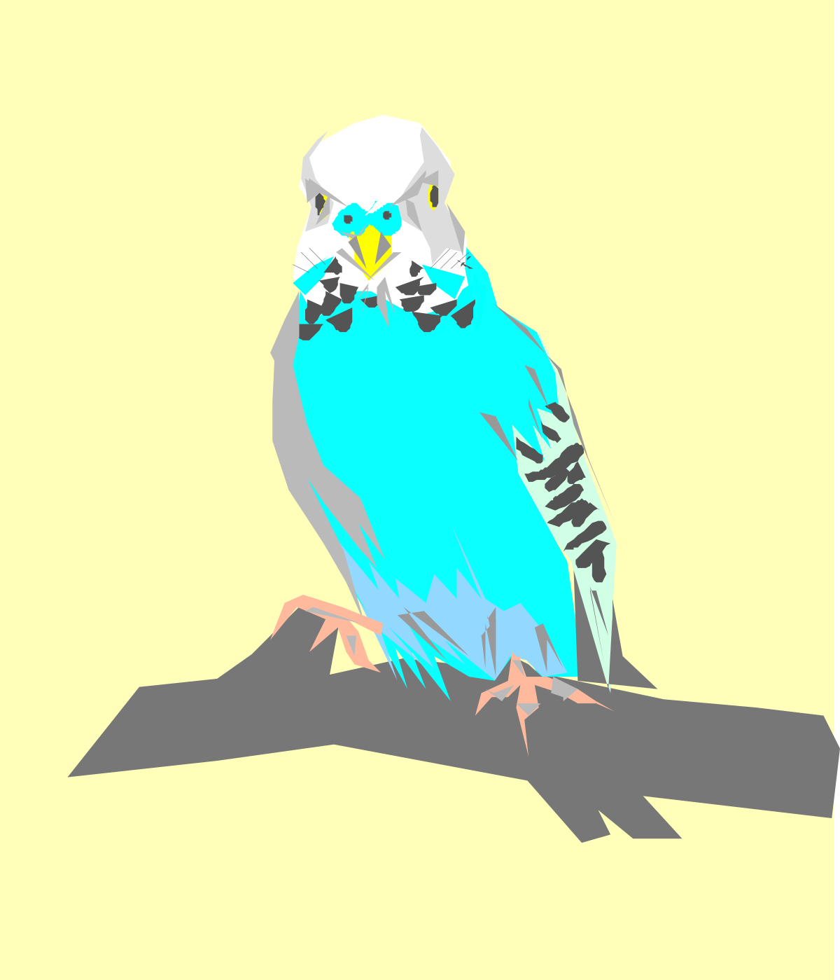 Blue and White Bird Sitting on a Branch - Charming Nature Clipart