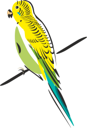 Yellow and Green Bird on a Branch Clipart - Vibrant Nature Illustration
