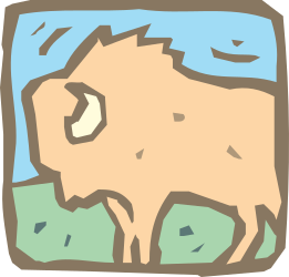 Brown Cow in a Lush Green Field Clipart