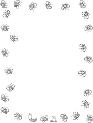 Black and White Floral Frame with Animals and Bugs Clipart