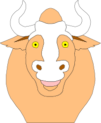 Cartoon Cow Clipart with Horns and Yellow Eye for Fun Designs