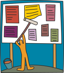 Hammer Holder in Front of Bulletin Board Clipart