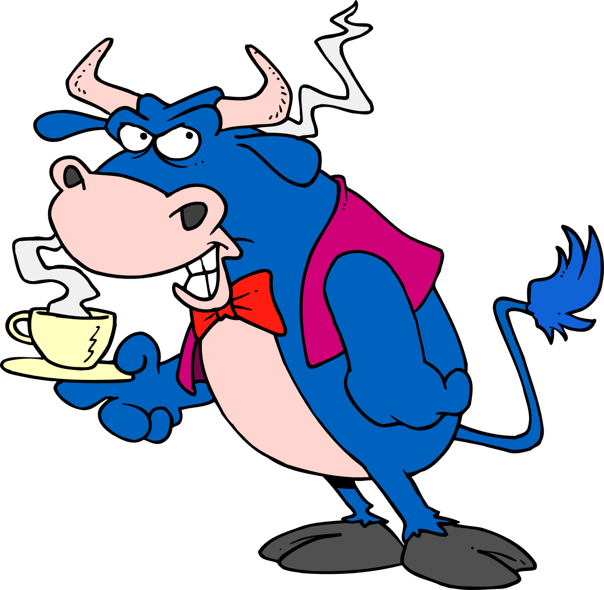 Cartoon Cow with Coffee Clipart - Perfect for Fun Designs