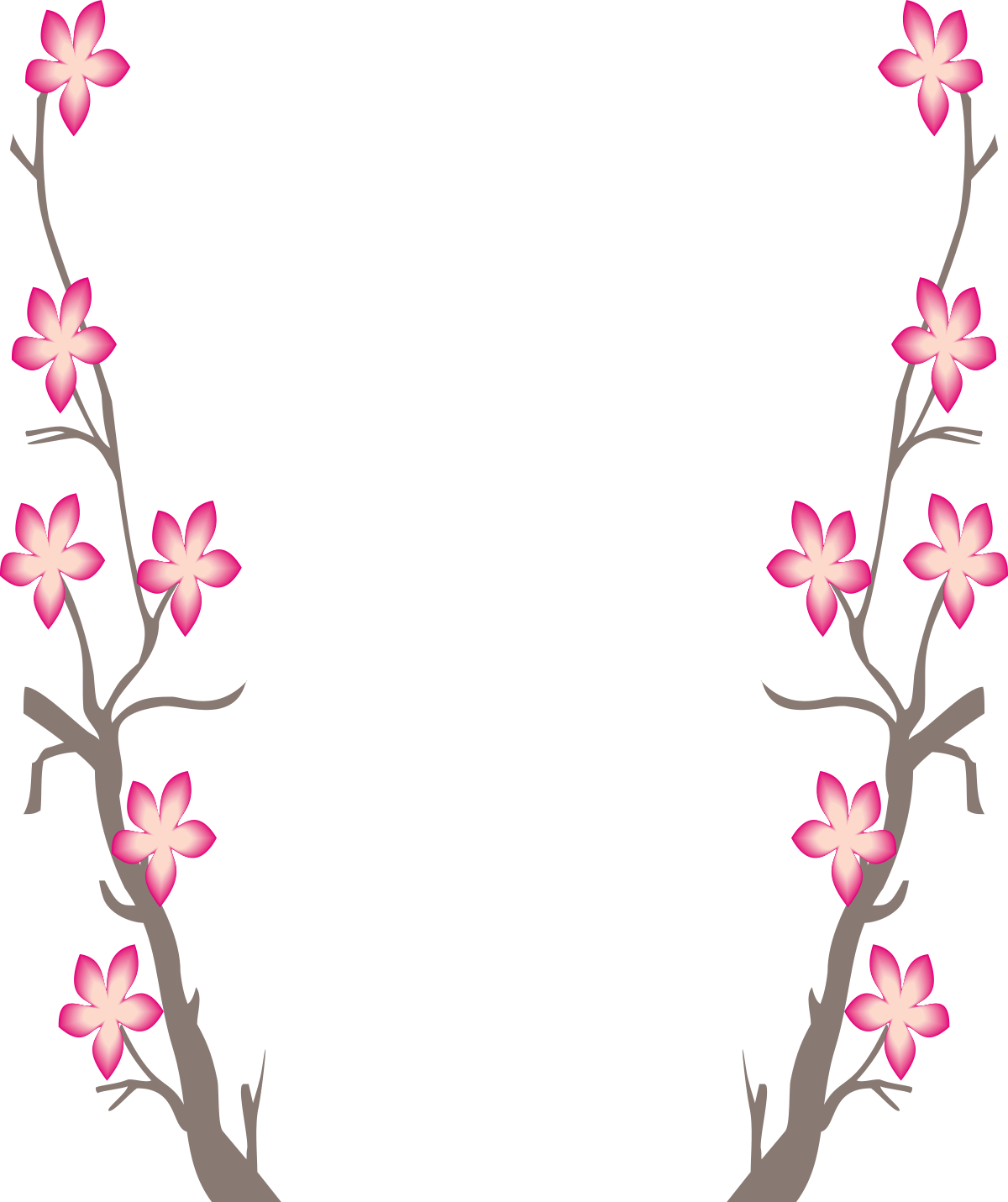 Borders and Plant Clipart: Pink Flower Wreath with Lush Leaves