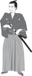Man in Kimono Robe Holding Sword - Vibrant Clipart Collection