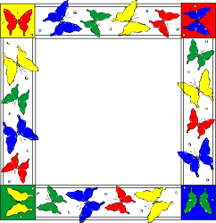 Colorful Butterflies Clipart - Square Frame with Animal Borders