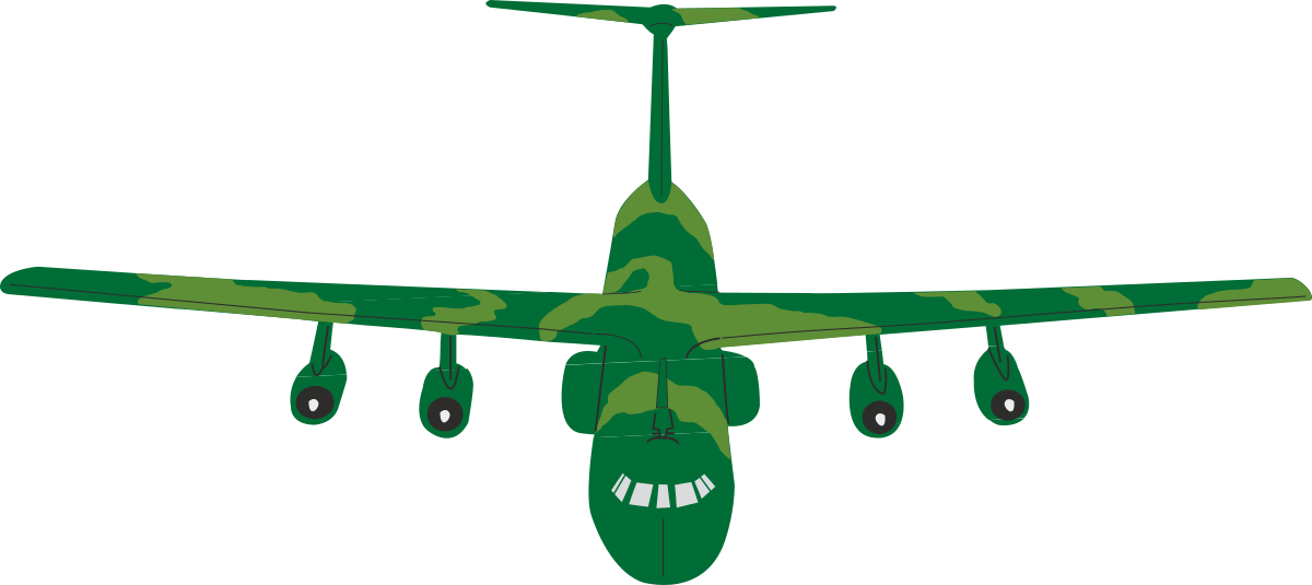 Green Airplane Clipart: Large Nose Design for Creative Projects