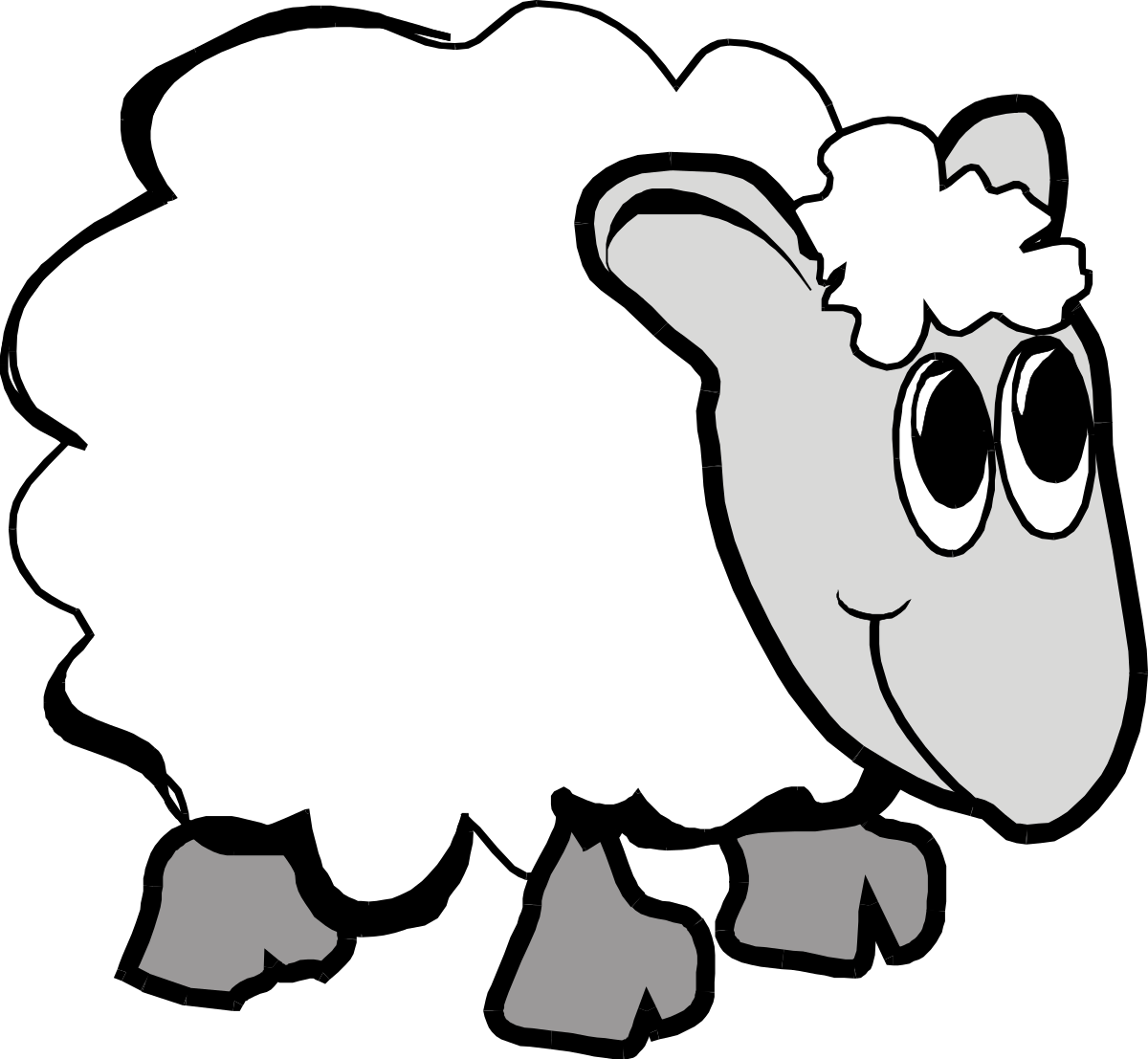 Black and White Sheep Clipart - Charming Farm Animal Illustration