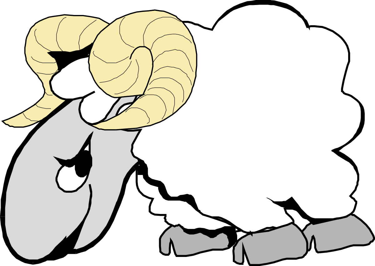 Sheep with Big Horn - Unique Clipart Illustration