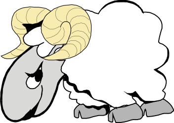 Sheep with Big Horn - Unique Clipart Illustration