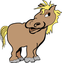 Cartoon Horse with Yellow Mane on Black Background - Vibrant Clipart