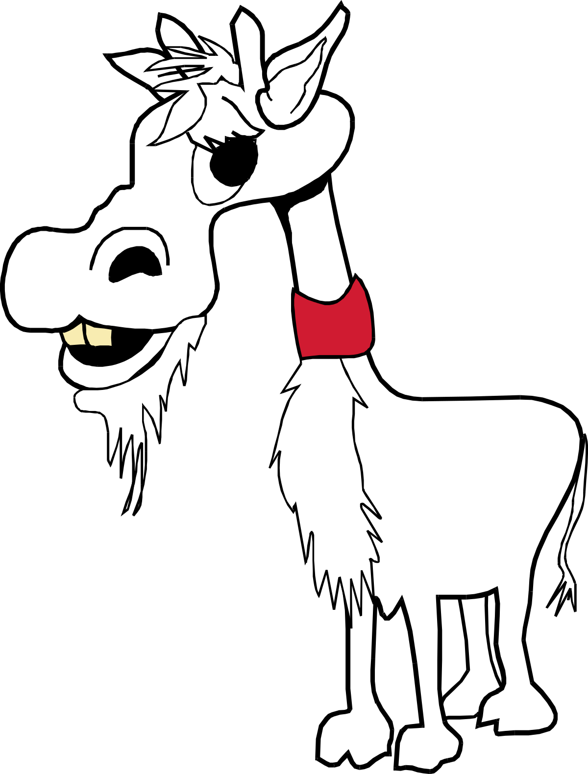 Cartoon Goat with Red Collar and White Face - Playful Clipart
