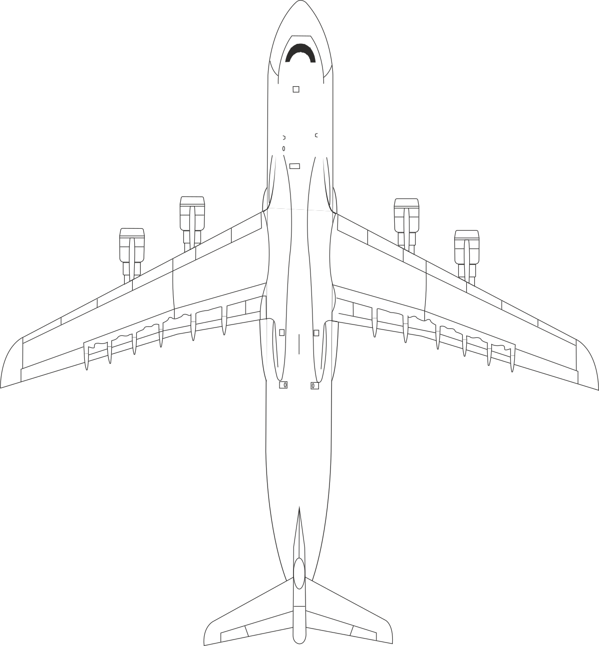 Plane Clipart with Black and White Outline for Creative Projects