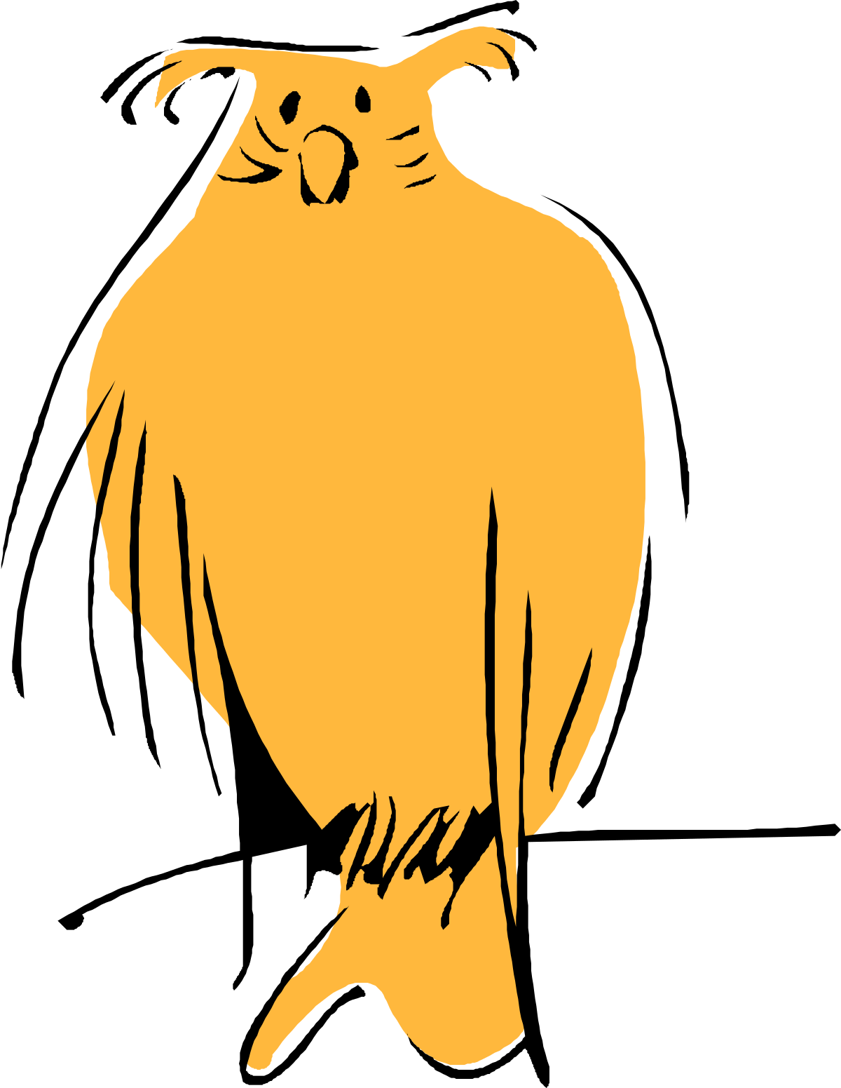 Orange Owl Sitting on a Branch - Fun Nature Clipart