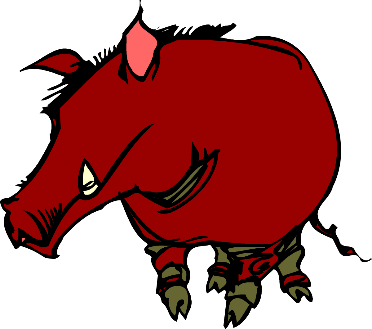 Red Pig Clipart on Black Background - Vibrant and Fun