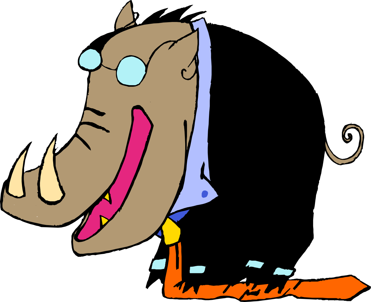 Elephant Clipart with Pink Nose and Blue Shirt for Unique Designs